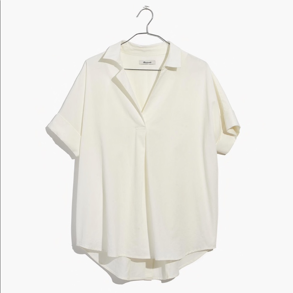 Madewell Courier Button-Back Shirt in Pure White L